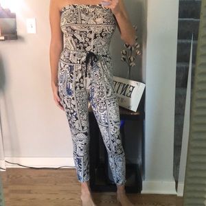 Black and Blue Paisley Jumper with Tie Waist Small